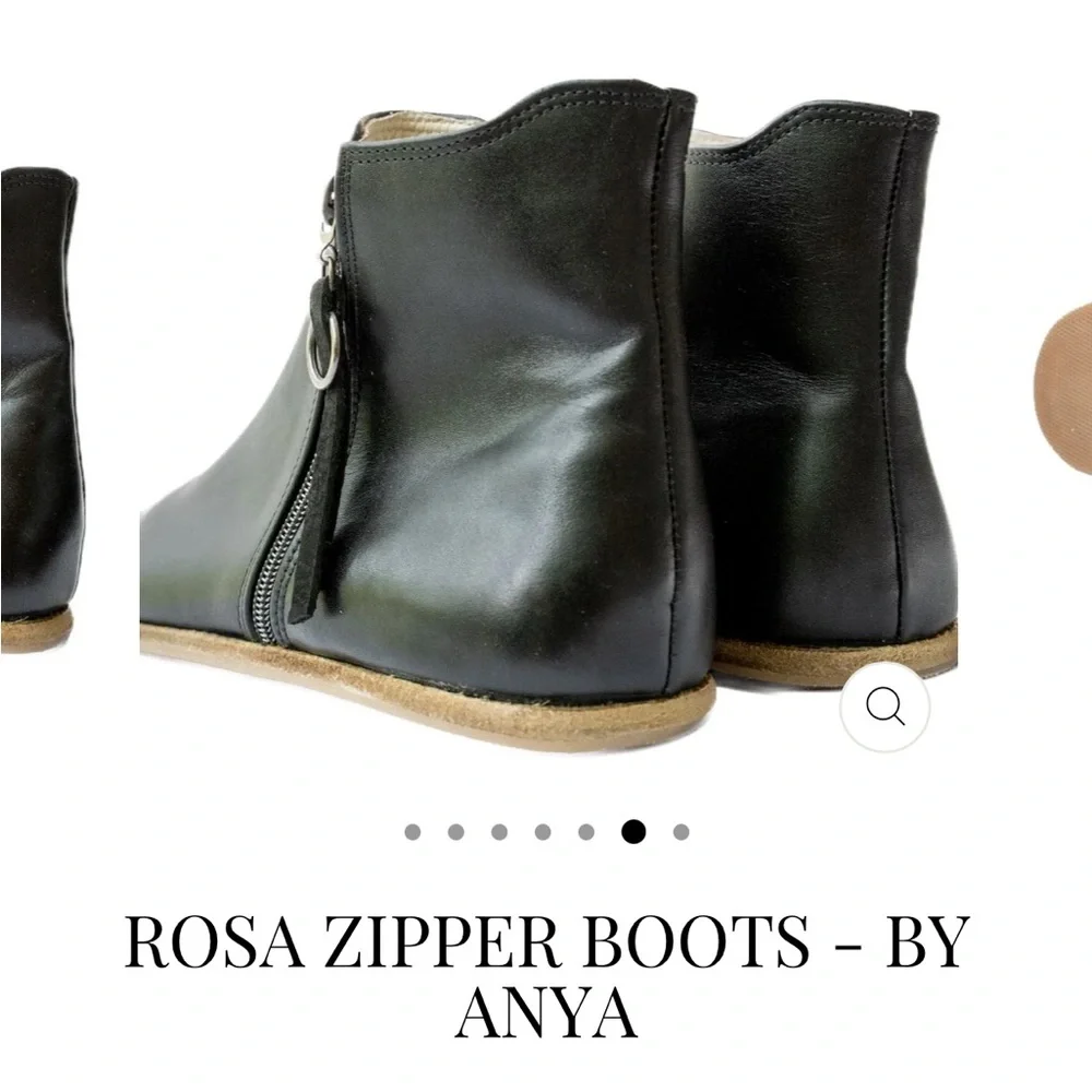 Black Ankle Boots Rosa Zipper boots barefoot shoes by Anya - Picture 5 of 13